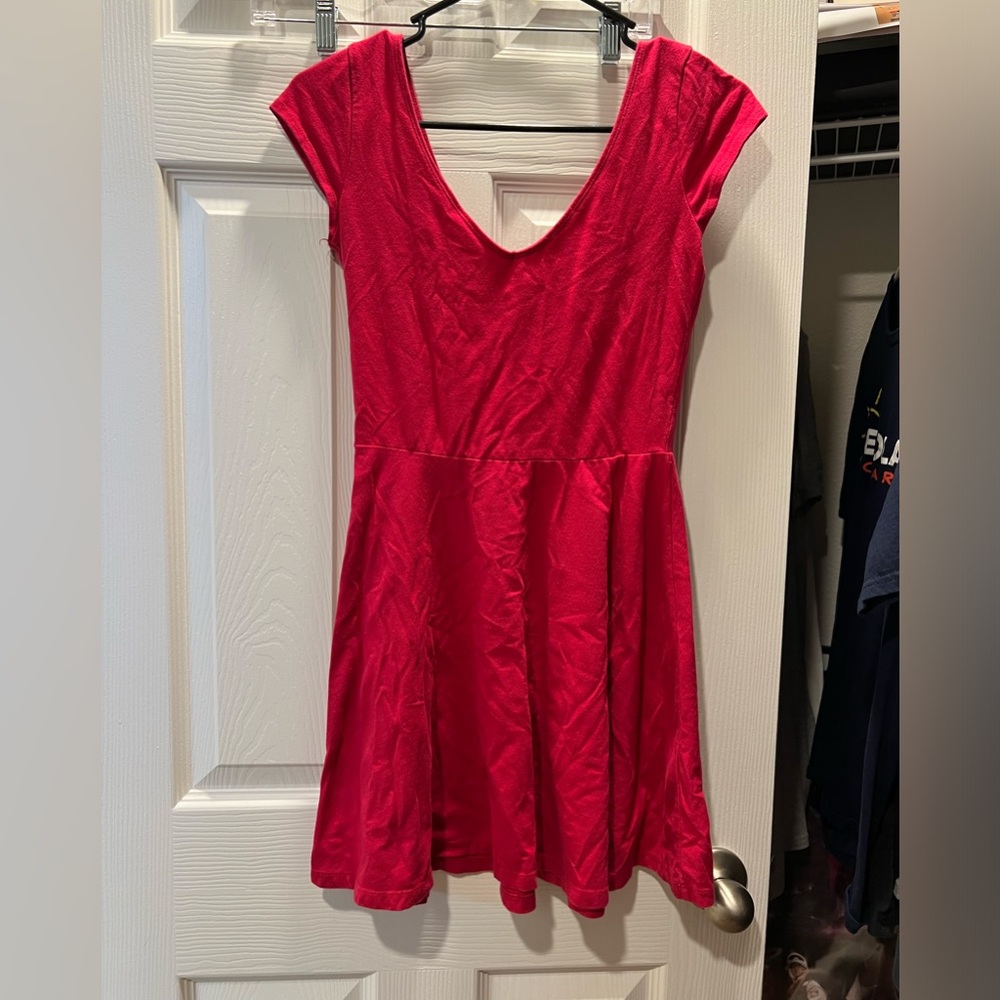 Fuchsia mini dress.